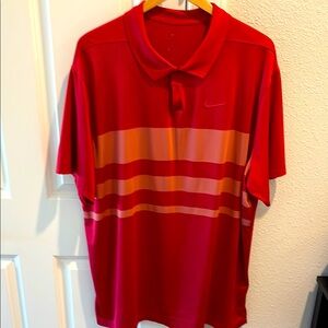 Nike Red Polo Shirt with Bold Stripes